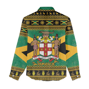 Afro-Jamaicans Women Casual Shirt Coat Of Arms - Merry Christmas