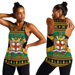 Afro-Jamaicans Women Racerback Tank Coat Of Arms - Merry Christmas