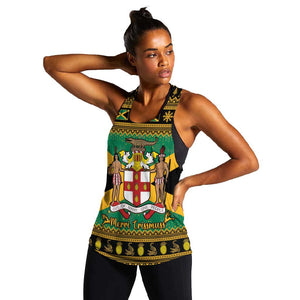 Afro-Jamaicans Women Racerback Tank Coat Of Arms - Merry Christmas