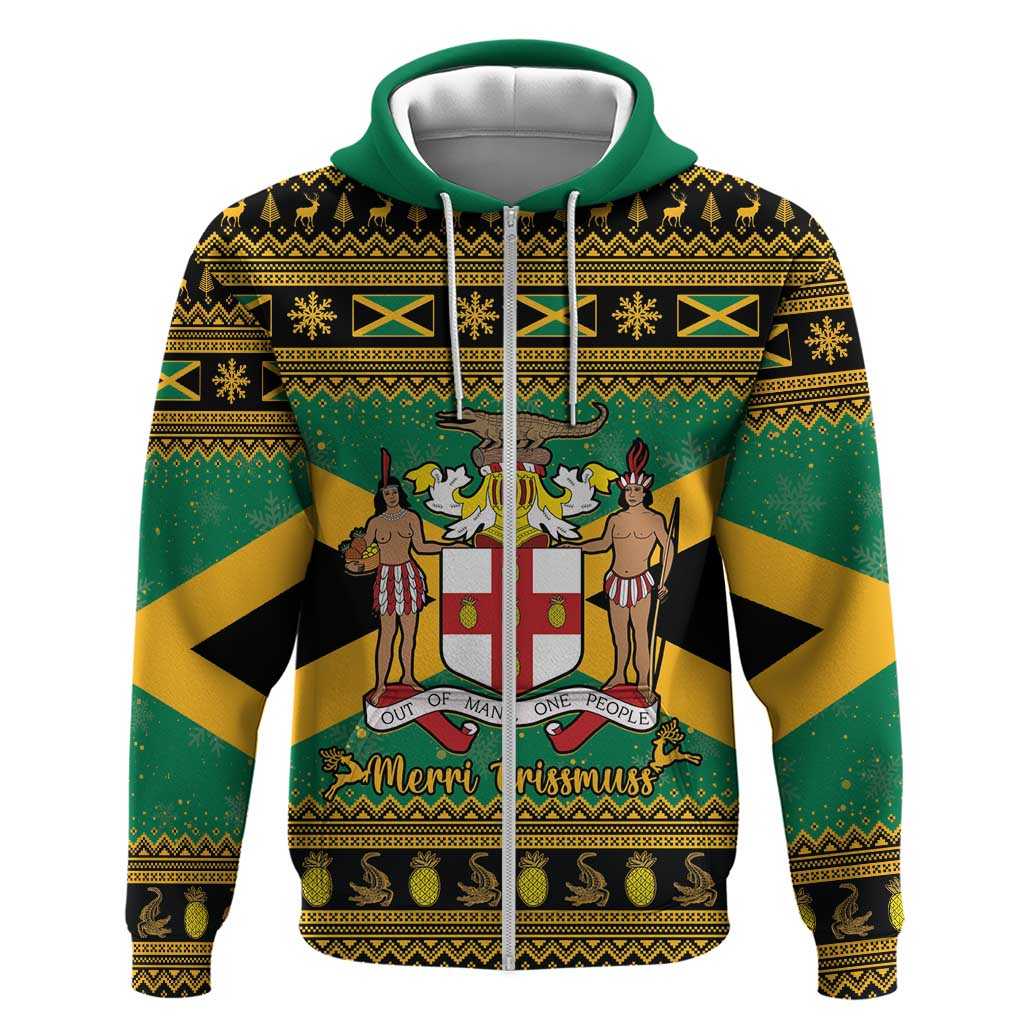 Afro-Jamaicans Zip Hoodie Coat Of Arms - Merry Christmas