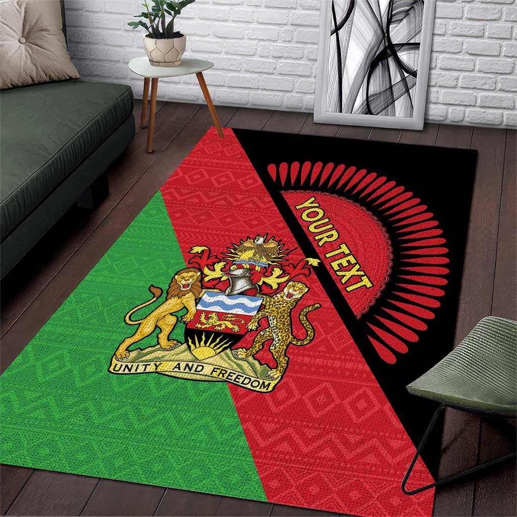 Personalized Afro Malawi Area Rug Coat Of Arms - Southeastern Africa Pattern