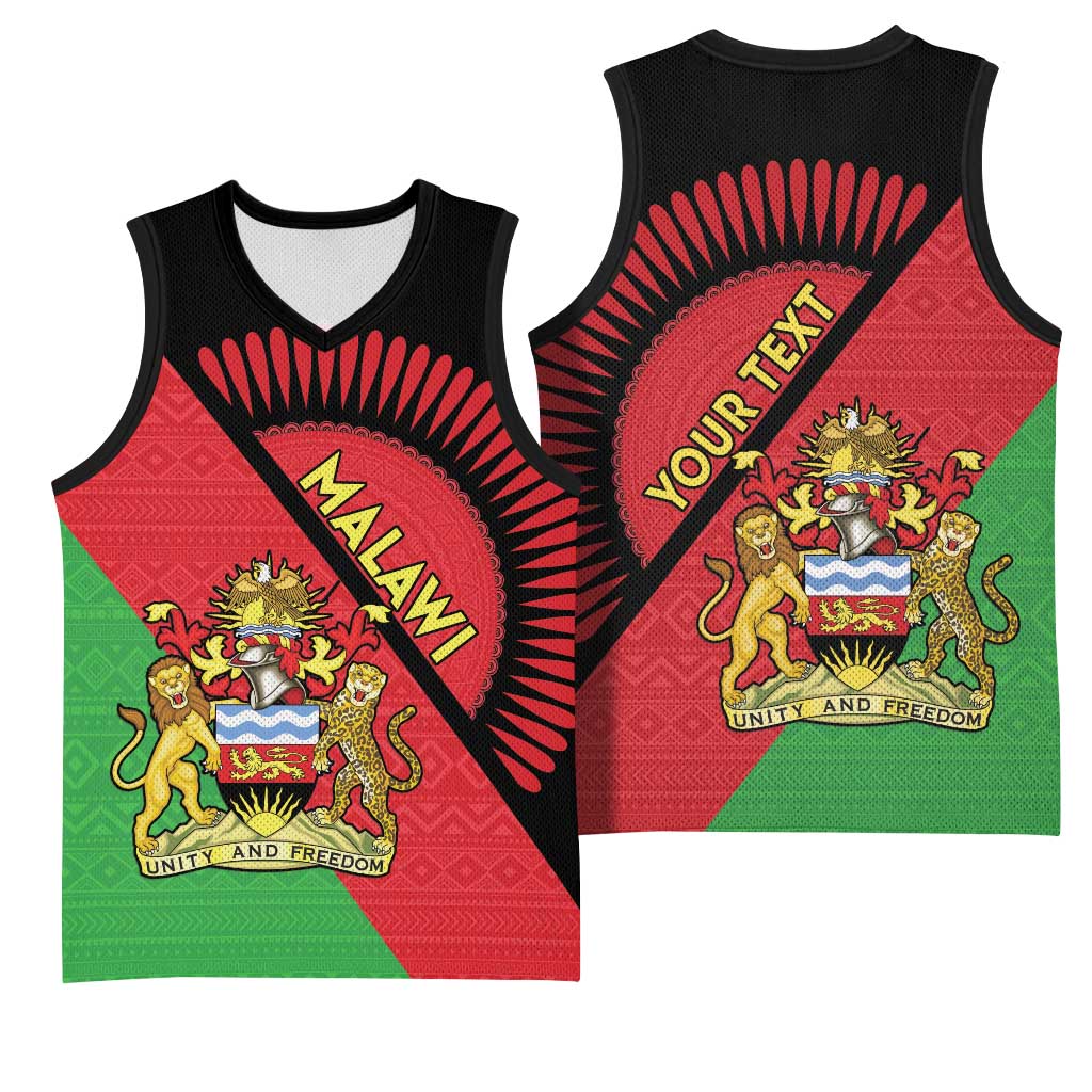 Personalized Afro Malawi Basketball Jersey Coat Of Arms - Southeastern Africa Pattern LT15