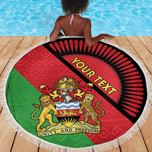 Personalized Afro Malawi Beach Blanket Coat Of Arms - Southeastern Africa Pattern