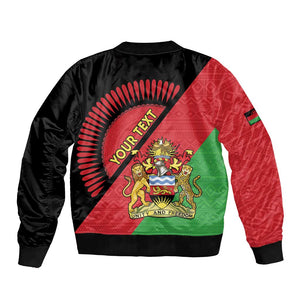 Personalized Afro Malawi Bomber Jacket Coat Of Arms - Southeastern Africa Pattern