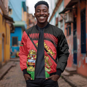 Personalized Afro Malawi Bomber Jacket Coat Of Arms - Southeastern Africa Pattern