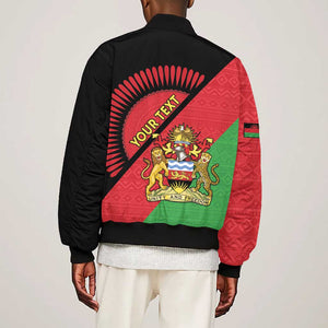 Personalized Afro Malawi Bomber Jacket Coat Of Arms - Southeastern Africa Pattern