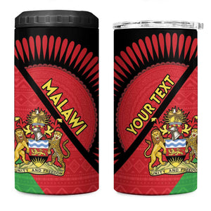 Personalized Afro Malawi 4 in 1 Can Cooler Tumbler Coat Of Arms - Southeastern Africa Pattern