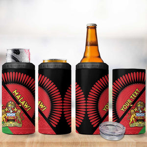 Personalized Afro Malawi 4 in 1 Can Cooler Tumbler Coat Of Arms - Southeastern Africa Pattern