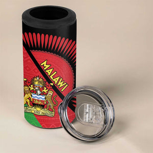 Personalized Afro Malawi 4 in 1 Can Cooler Tumbler Coat Of Arms - Southeastern Africa Pattern