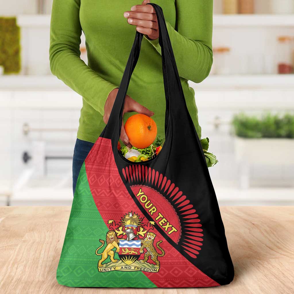 Personalized Afro Malawi Grocery Bag Coat Of Arms - Southeastern Africa Pattern