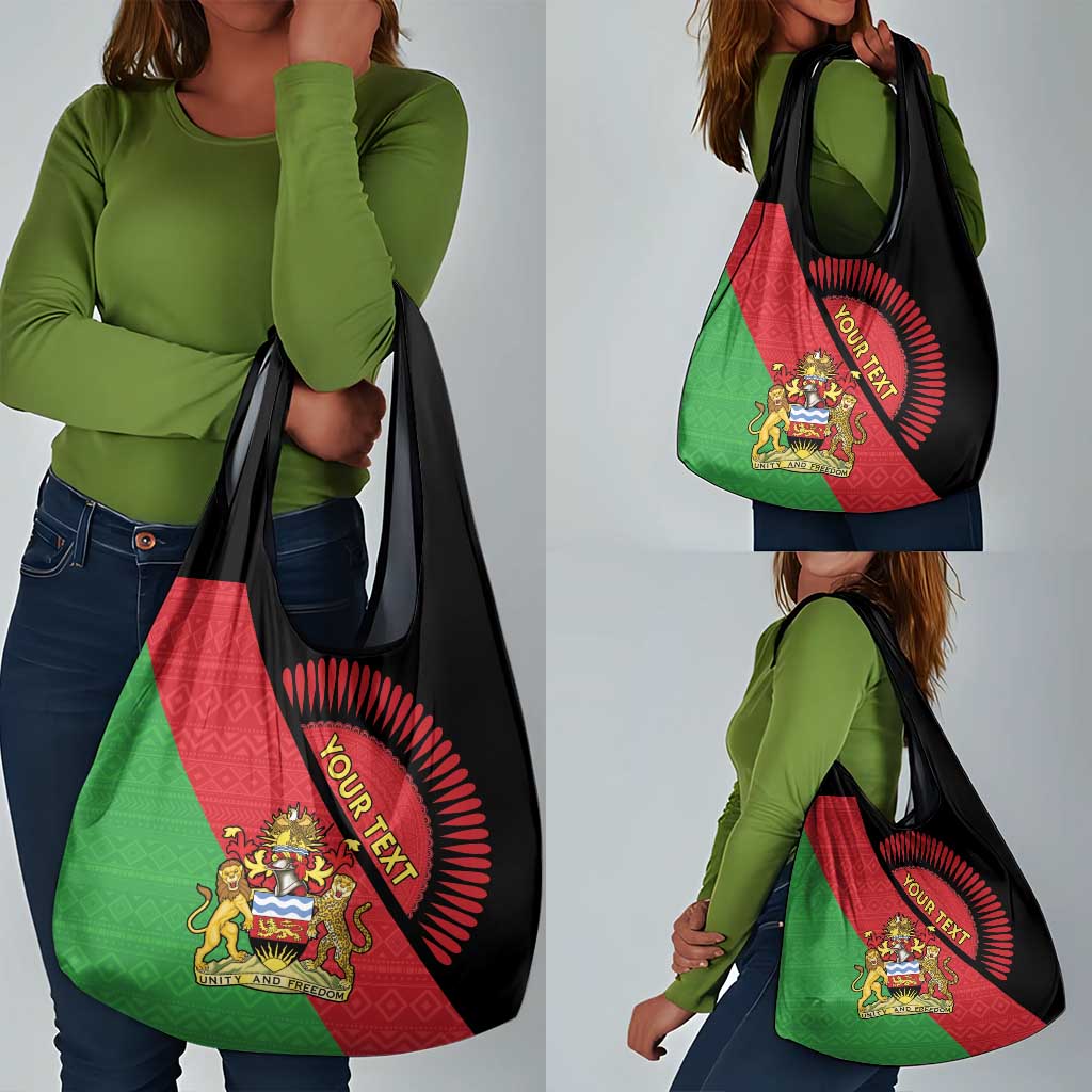 Personalized Afro Malawi Grocery Bag Coat Of Arms - Southeastern Africa Pattern