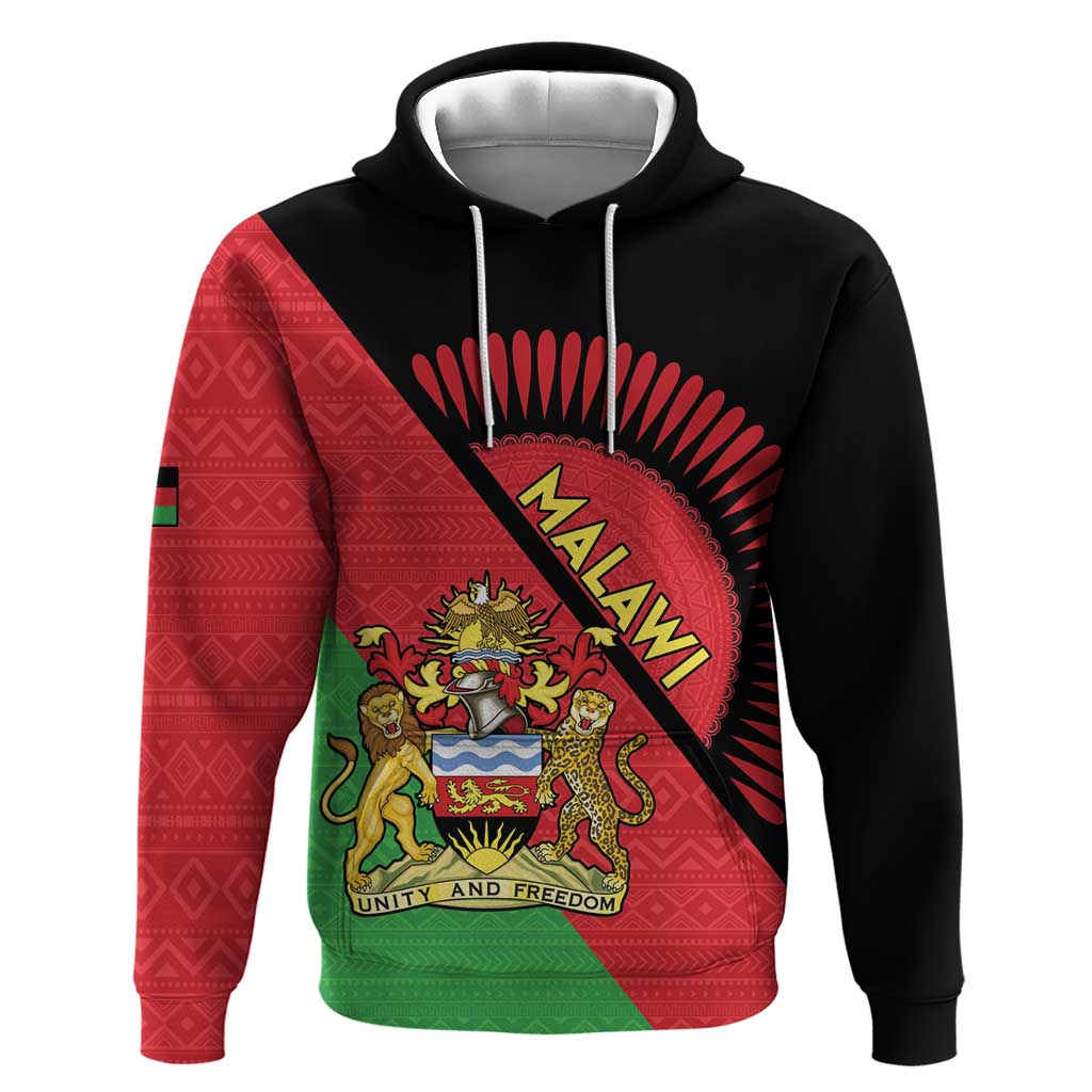 Personalized Afro Malawi Hoodie Coat Of Arms - Southeastern Africa Pattern