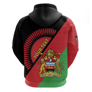 Personalized Afro Malawi Hoodie Coat Of Arms - Southeastern Africa Pattern