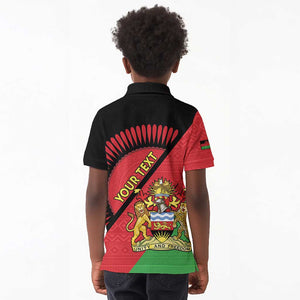 Personalized Afro Malawi Kid Polo Shirt Coat Of Arms - Southeastern Africa Pattern