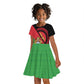 Personalized Afro Malawi Kid Short Sleeve Dress Coat Of Arms - Southeastern Africa Pattern