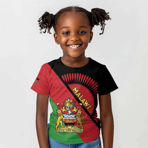 Personalized Afro Malawi Kid T shirt Coat Of Arms - Southeastern Africa Pattern