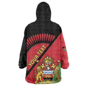 Personalized Afro Malawi Kid Wearable Blanket Hoodie Coat Of Arms - Southeastern Africa Pattern