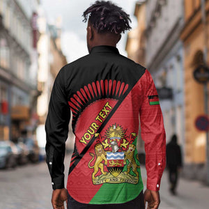 Personalized Afro Malawi Long Sleeve Button Shirt Coat Of Arms - Southeastern Africa Pattern