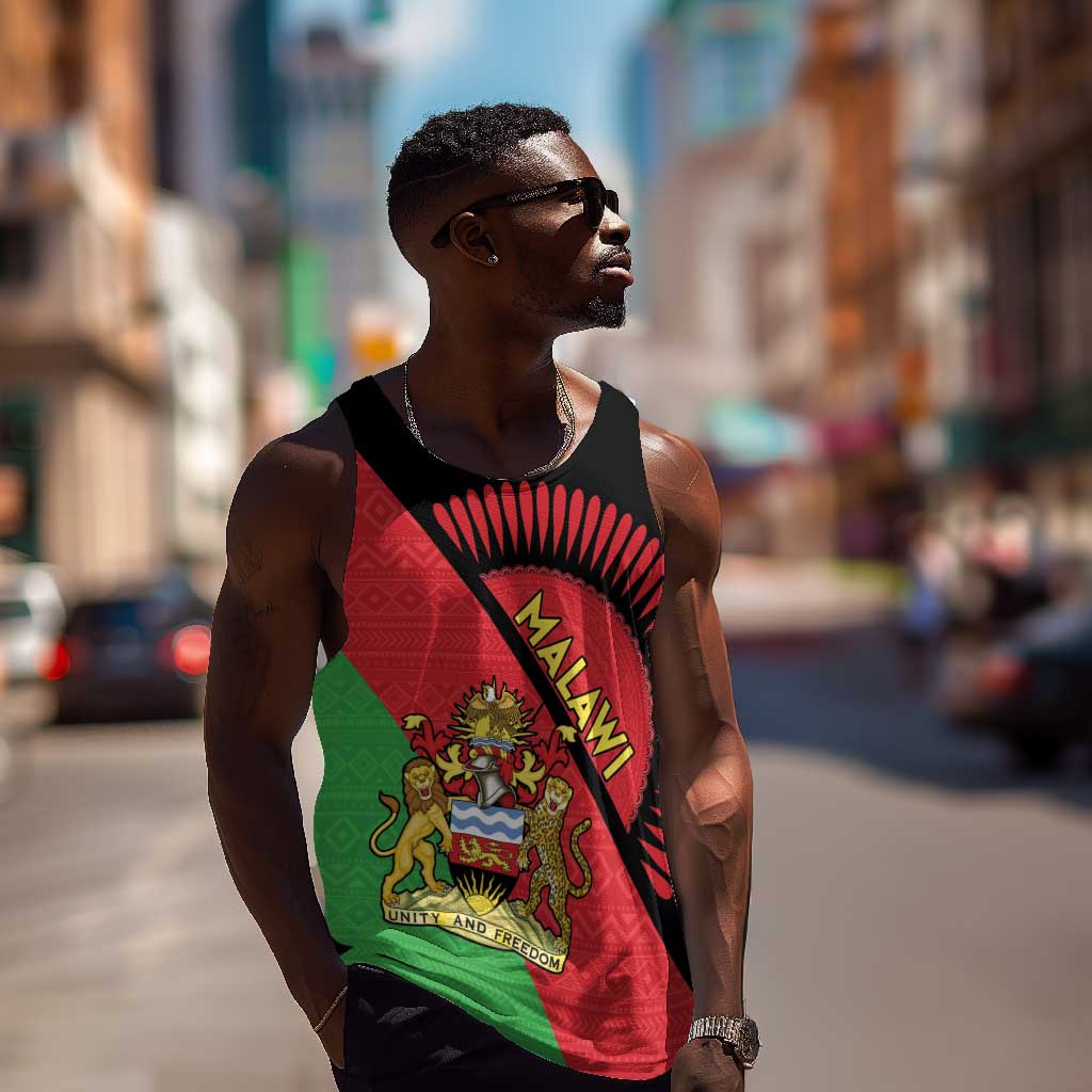 Personalized Afro Malawi Men Tank Top Coat Of Arms - Southeastern Africa Pattern