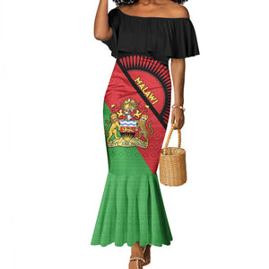 Personalized Afro Malawi Mermaid Dress Coat Of Arms - Southeastern Africa Pattern