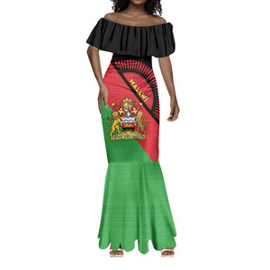 Personalized Afro Malawi Mermaid Dress Coat Of Arms - Southeastern Africa Pattern