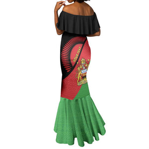 Personalized Afro Malawi Mermaid Dress Coat Of Arms - Southeastern Africa Pattern