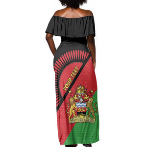 Personalized Afro Malawi Off Shoulder Maxi Dress Coat Of Arms - Southeastern Africa Pattern