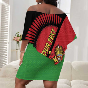 Personalized Afro Malawi Off Shoulder Short Dress Coat Of Arms - Southeastern Africa Pattern