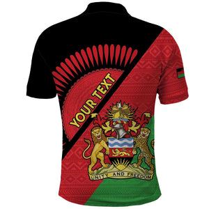 Personalized Afro Malawi Polo Shirt Coat Of Arms - Southeastern Africa Pattern