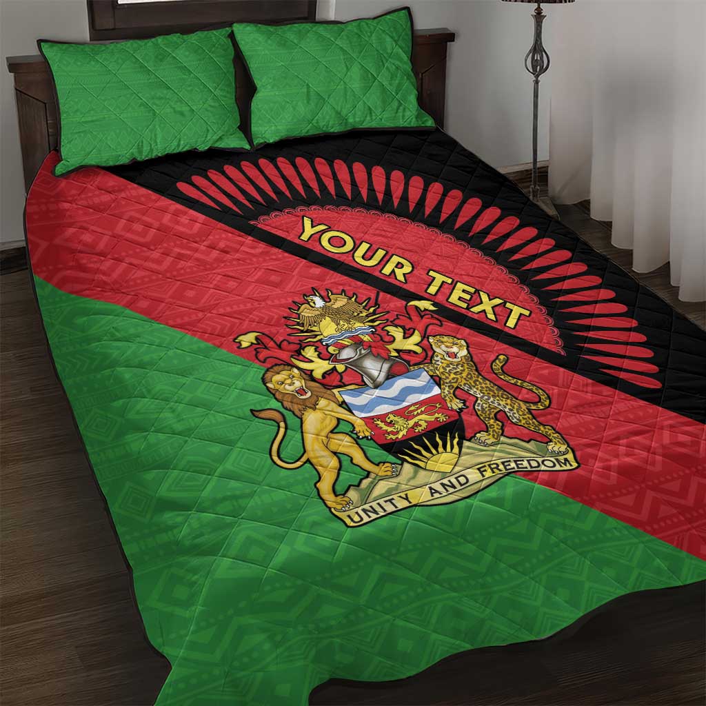 Personalized Afro Malawi Quilt Bed Set Coat Of Arms - Southeastern Africa Pattern