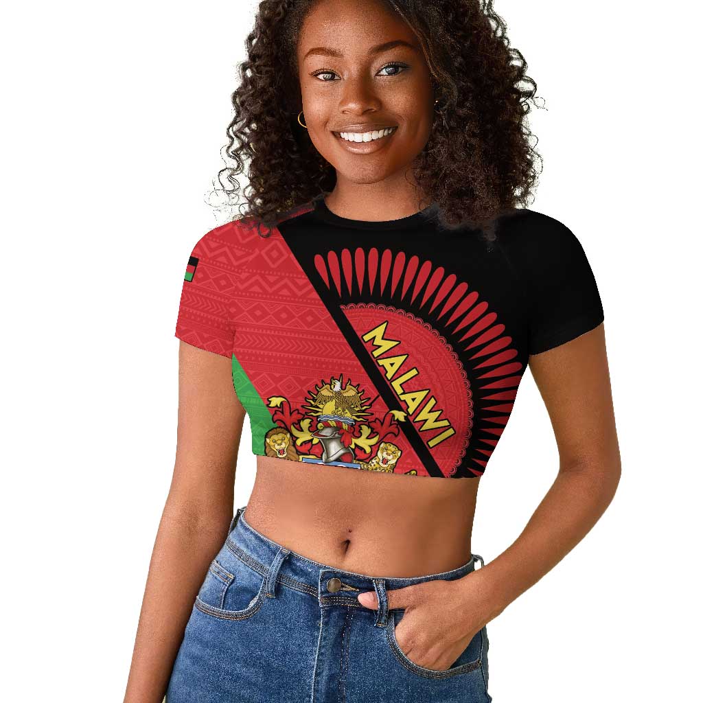 Personalized Afro Malawi Raglan Cropped T shirt Coat Of Arms - Southeastern Africa Pattern