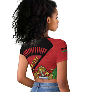 Personalized Afro Malawi Raglan Cropped T shirt Coat Of Arms - Southeastern Africa Pattern