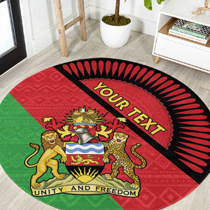 Personalized Afro Malawi Round Carpet Coat Of Arms - Southeastern Africa Pattern