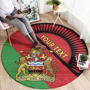 Personalized Afro Malawi Round Carpet Coat Of Arms - Southeastern Africa Pattern