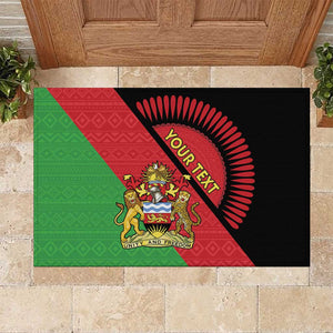 Personalized Afro Malawi Rubber Doormat Coat Of Arms - Southeastern Africa Pattern