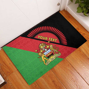 Personalized Afro Malawi Rubber Doormat Coat Of Arms - Southeastern Africa Pattern