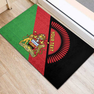 Personalized Afro Malawi Rubber Doormat Coat Of Arms - Southeastern Africa Pattern