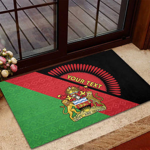 Personalized Afro Malawi Rubber Doormat Coat Of Arms - Southeastern Africa Pattern