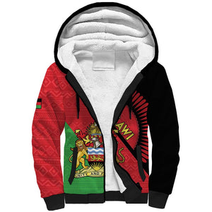 Personalized Afro Malawi Sherpa Hoodie Coat Of Arms - Southeastern Africa Pattern