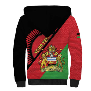 Personalized Afro Malawi Sherpa Hoodie Coat Of Arms - Southeastern Africa Pattern