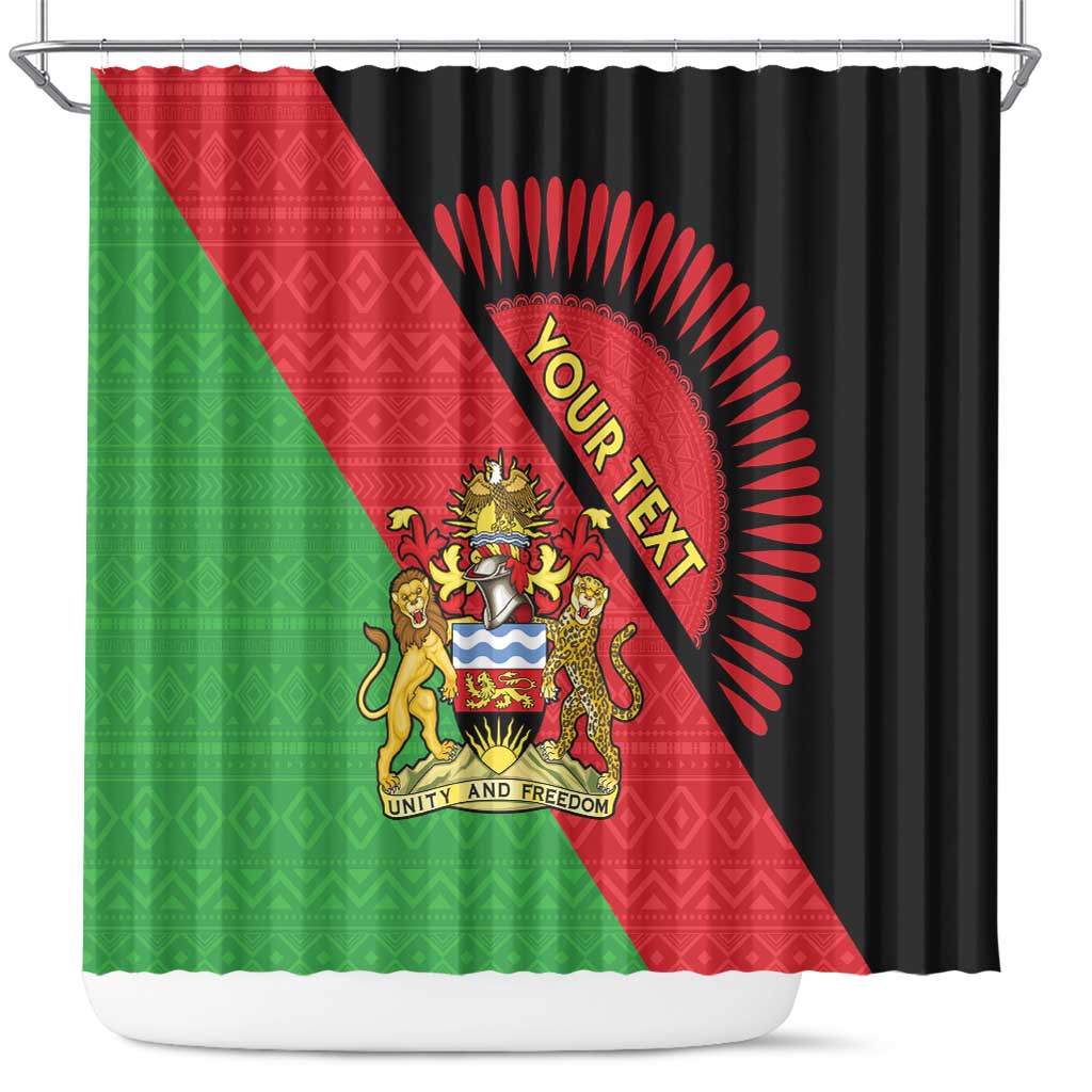 Personalized Afro Malawi Shower Curtain Coat Of Arms - Southeastern Africa Pattern