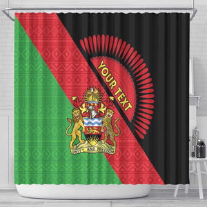 Personalized Afro Malawi Shower Curtain Coat Of Arms - Southeastern Africa Pattern