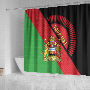 Personalized Afro Malawi Shower Curtain Coat Of Arms - Southeastern Africa Pattern