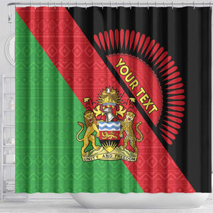 Personalized Afro Malawi Shower Curtain Coat Of Arms - Southeastern Africa Pattern