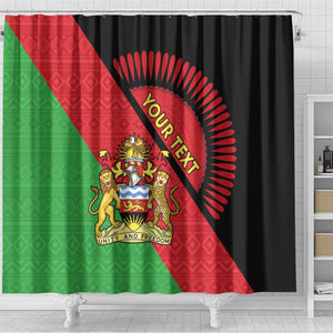 Personalized Afro Malawi Shower Curtain Coat Of Arms - Southeastern Africa Pattern