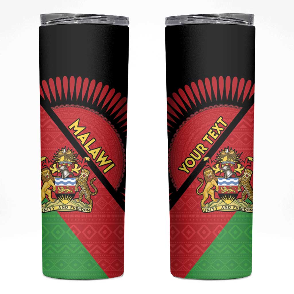 Personalized Afro Malawi Skinny Tumbler Coat Of Arms - Southeastern Africa Pattern