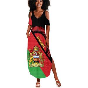 Personalized Afro Malawi Summer Maxi Dress Coat Of Arms - Southeastern Africa Pattern