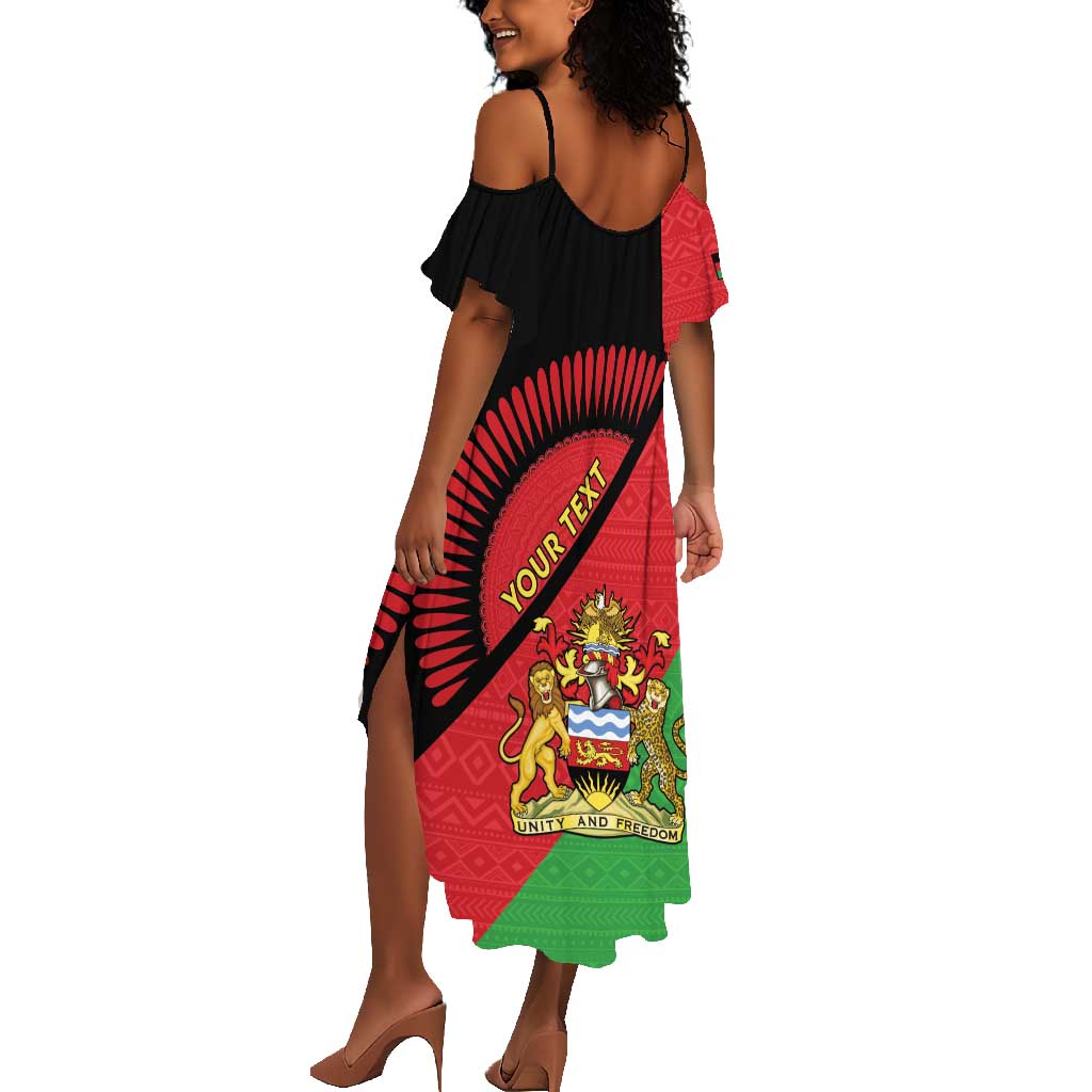 Personalized Afro Malawi Summer Maxi Dress Coat Of Arms - Southeastern Africa Pattern