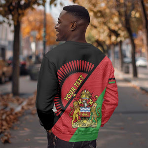 Personalized Afro Malawi Sweatshirt Coat Of Arms - Southeastern Africa Pattern