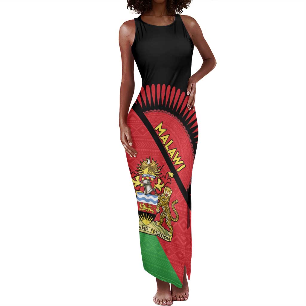 Personalized Afro Malawi Tank Maxi Dress Coat Of Arms - Southeastern Africa Pattern